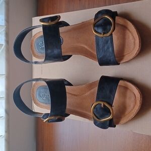 Euro Soft Black Leather Sandals